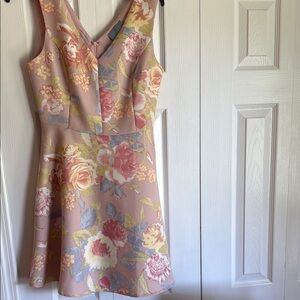 Floral Sleeveless Dress - Pink and yellow flowers